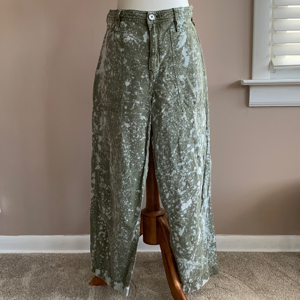 Anthropologie Bleach Splattered Green Pants